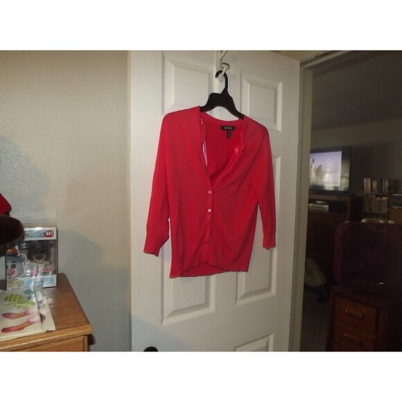 Ellen Tracy Sweatshirt Womens Size  Large Pink Viscose/Nylon L/S Button Up - Picture 1 of 3